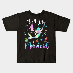 4 Years Old Birthday Mermaid Happy 4th Birthday Kids T-Shirt